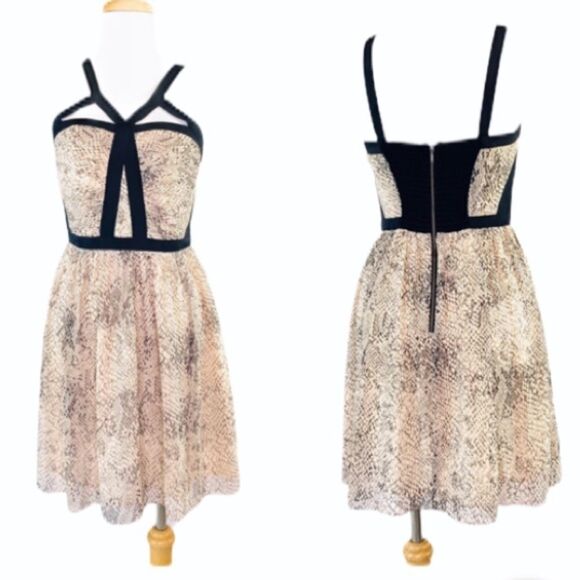 NWT Coast Women's Snake Print Floaty Strappy Fit & Flare Dress Blush Pink Size 4 - Picture 5 of 12